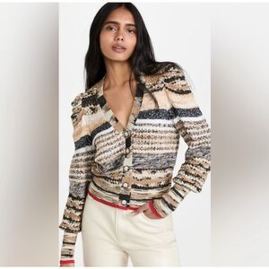 Veronica Beard Cecily Mixed Knit Wool Cardigan Button Sweater Size XS